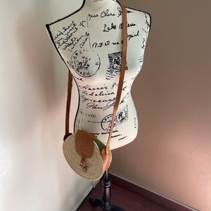 Never used leather and woven cross body/shoulder bag